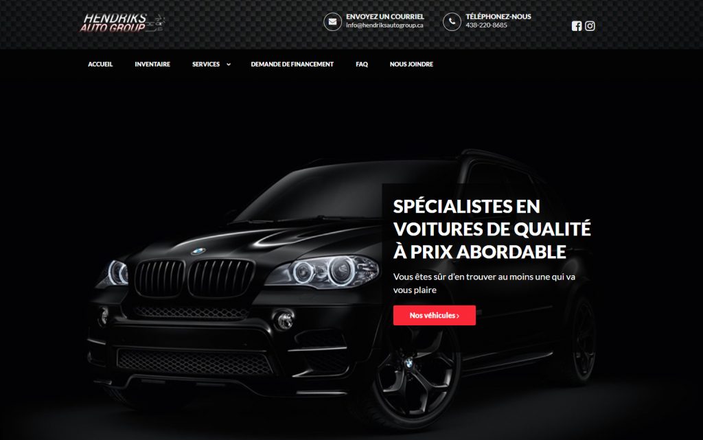 hendriks auto group saint eustache website by progressive web solutions
