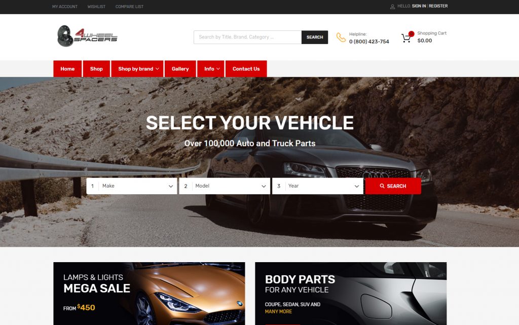 4wheelspacers website by progressive web solutions