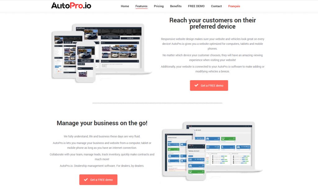 AutoPro Responsive SaaS website Progressive Web Solutions Montreal Quebec Canada dealership management software 2