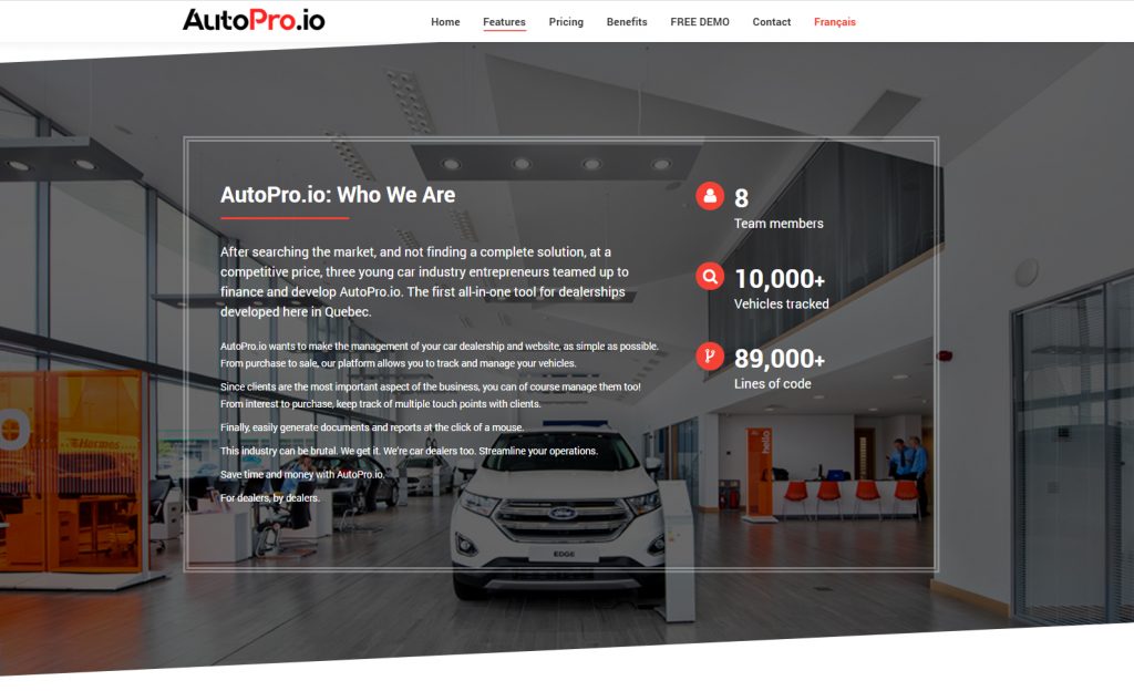 AutoPro Responsive SaaS website Progressive Web Solutions Montreal Quebec Canada dealership management software 3