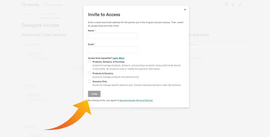 progressive web solutions go daddy delegate access step 6