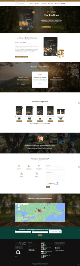Fumix homepage woocommerce website val david quebec progressive web solutions