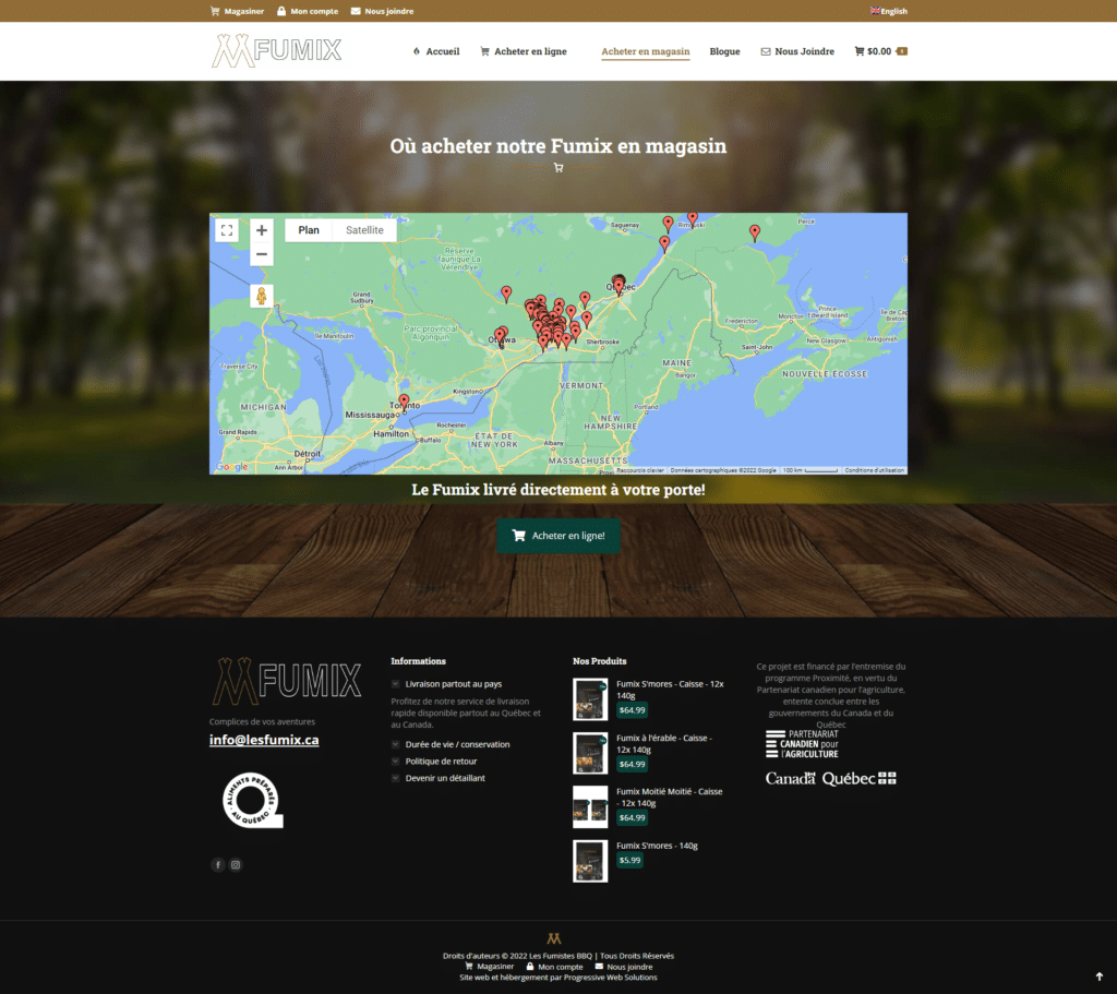 Fumix in stores woocommerce website val david quebec progressive web solutions