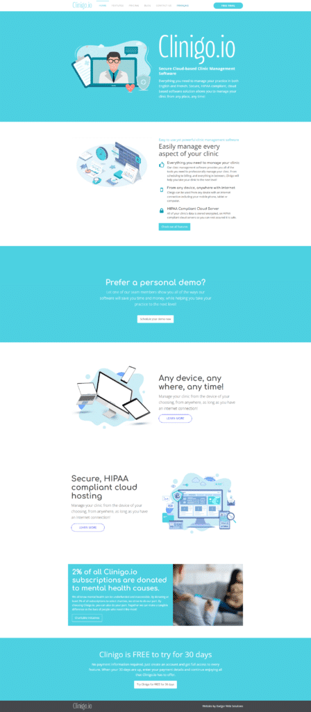 Clinigo saas wordpress website progressive web solutions montreal